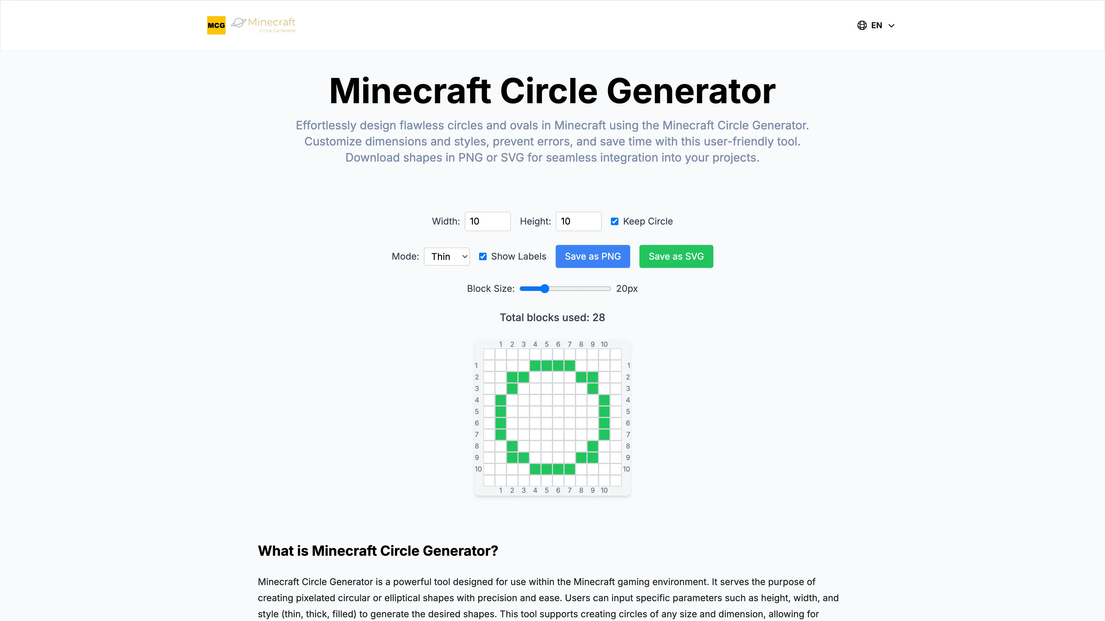 Minecraft Circle Generator